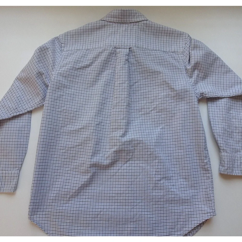 💰3/$25 Ralph Lauren Boy's Button Down Shirt Blue Plaid Oxford PONY Logo L